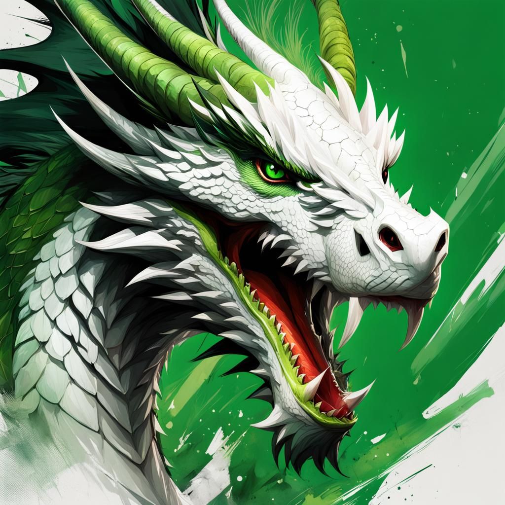 Green and white dragon