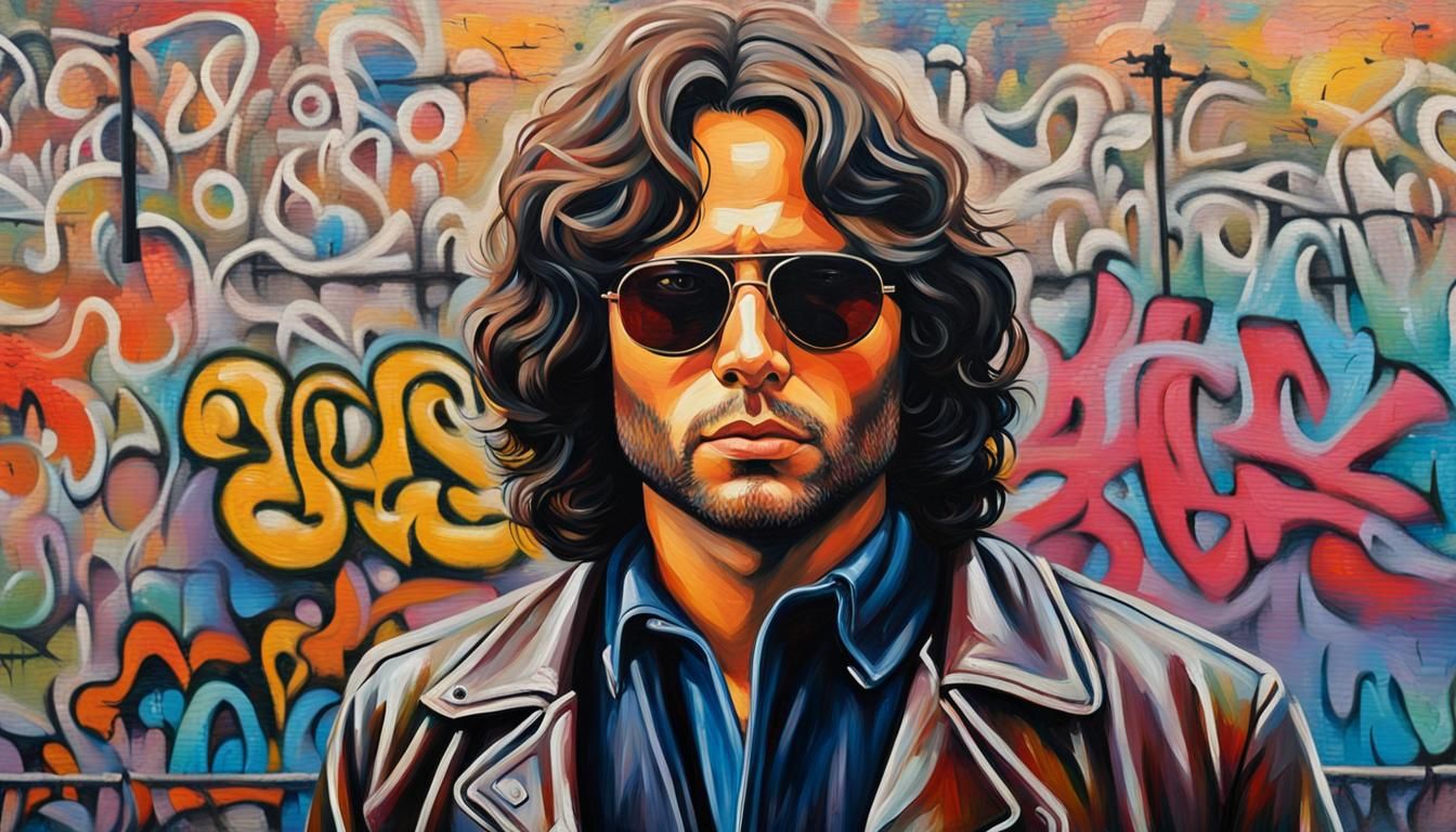 Jim Morrison in South LA: Neo-Impressionist Oil Painting