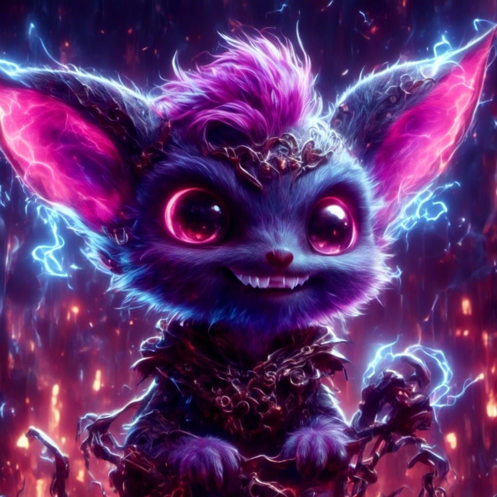 Cute Horned Bat in Fantastical Digital Art Style