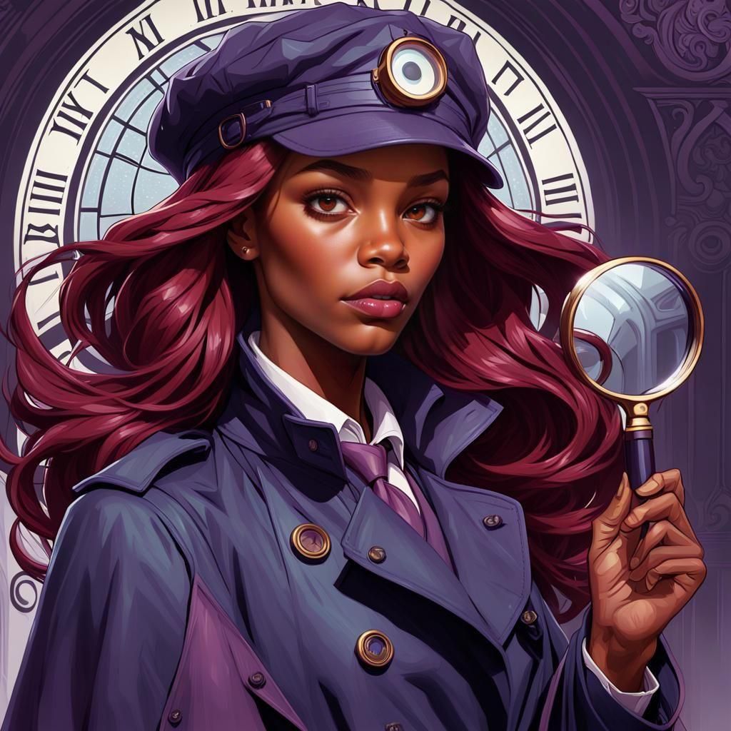 African American Nancy Drew Portrait in Hyperrealistic Style