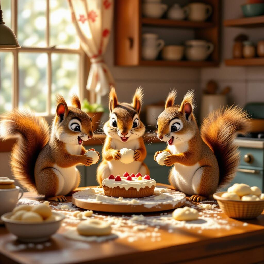 Squirrels Run Secret Bakery in Vibrant Illustration