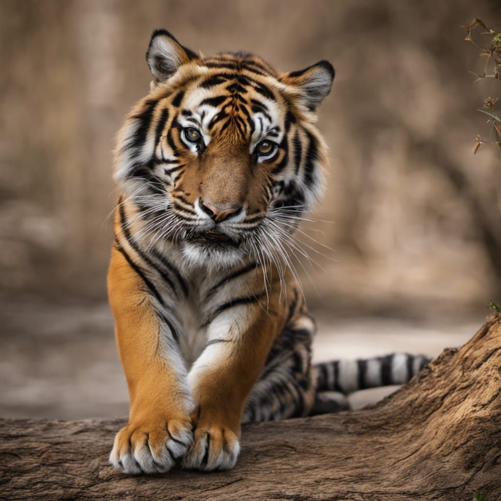 Striking Tiger Portrait with Straight Stripes
