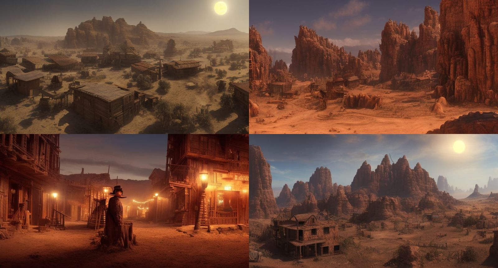 Detailed Matte Painting of a Weird Wild West