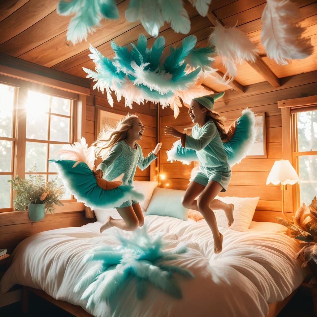 Elf Girls Pillow Fight in Magical Treehouse