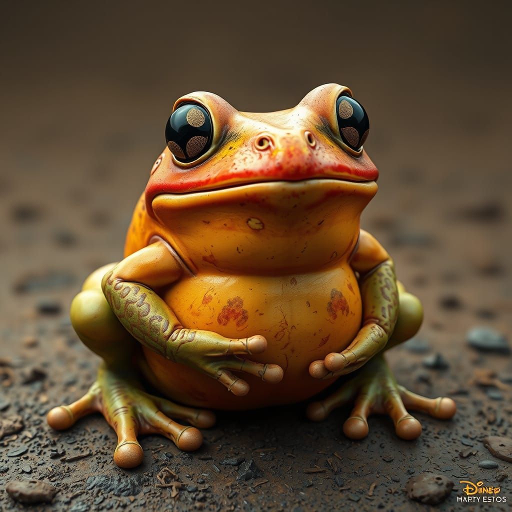 Surreal Frog-Potato Hybrid in Fantasy Art Style