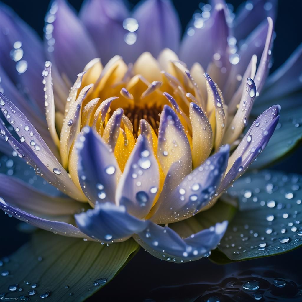 Ethereal Water Lily in Moonlight: Macro Photography