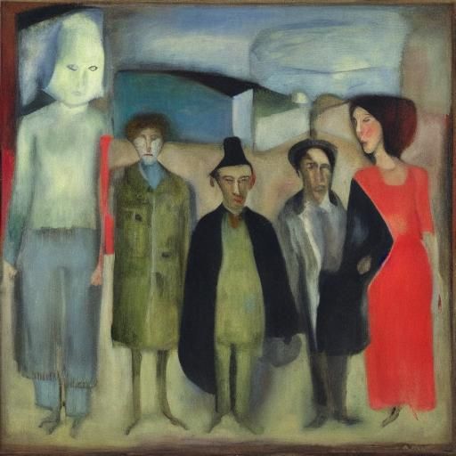 Figures in Collective Farmer Costumes, Expressionist Style