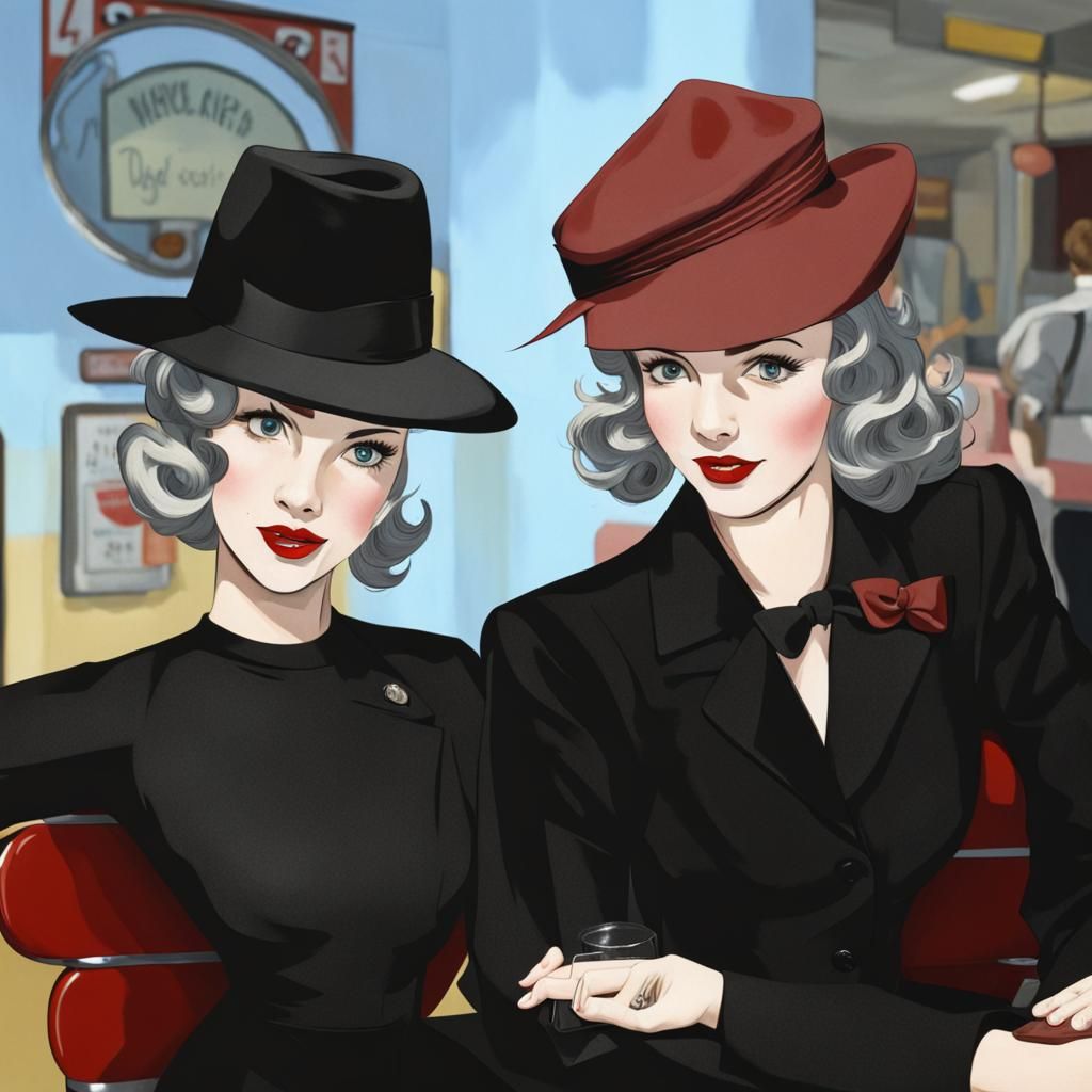 Classic 1950s American Diner Illustration