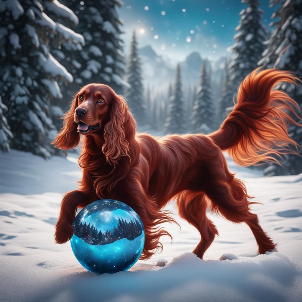 Dancing Red Setter Detailed Matte Painting