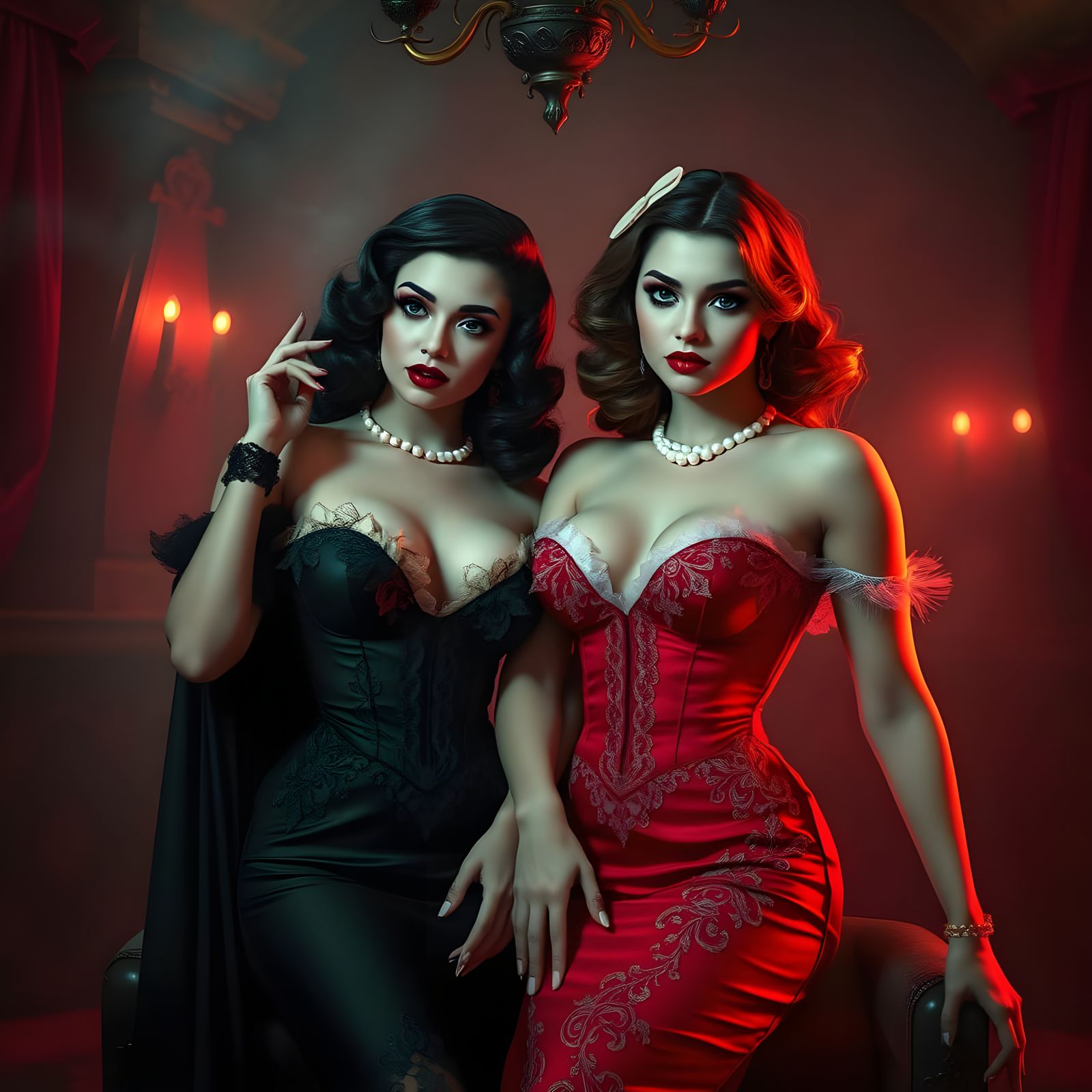 Sultry Vampire Sirens in 1950s Elegance