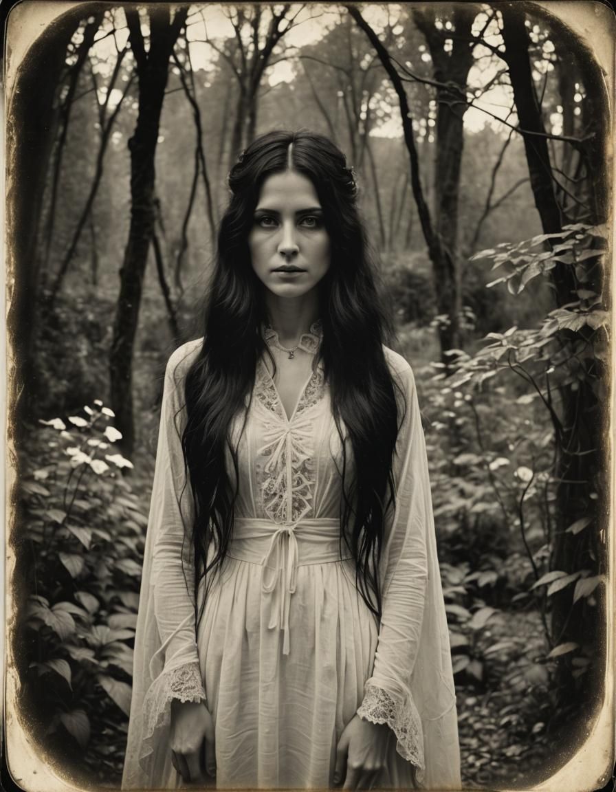 Ethereal Woman in English Garden: Collodion Photography