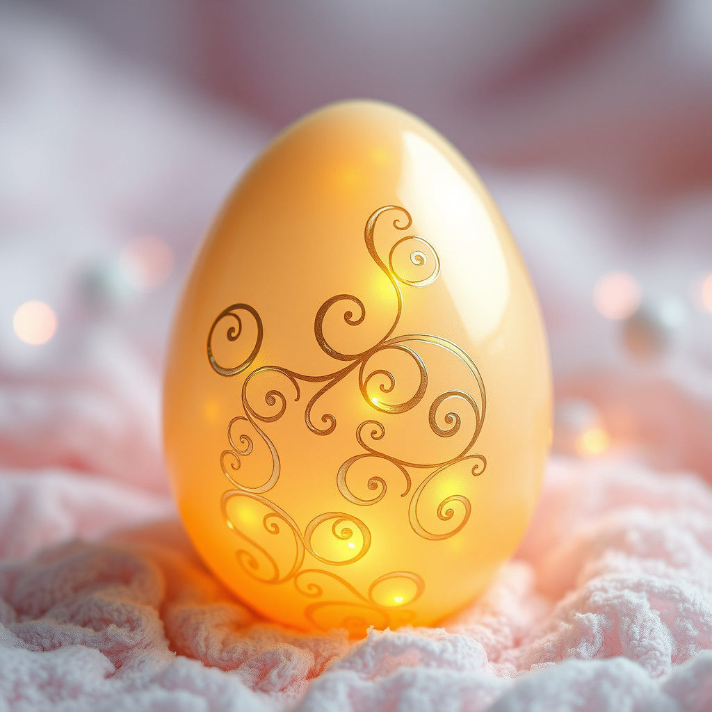 Glowing Egg Friend in Dreamlike Pastel Landscape
