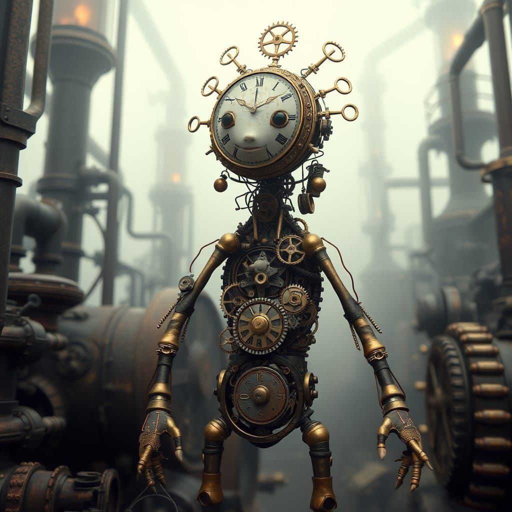 Steampunk Clockwork Creature in Victorian Factory