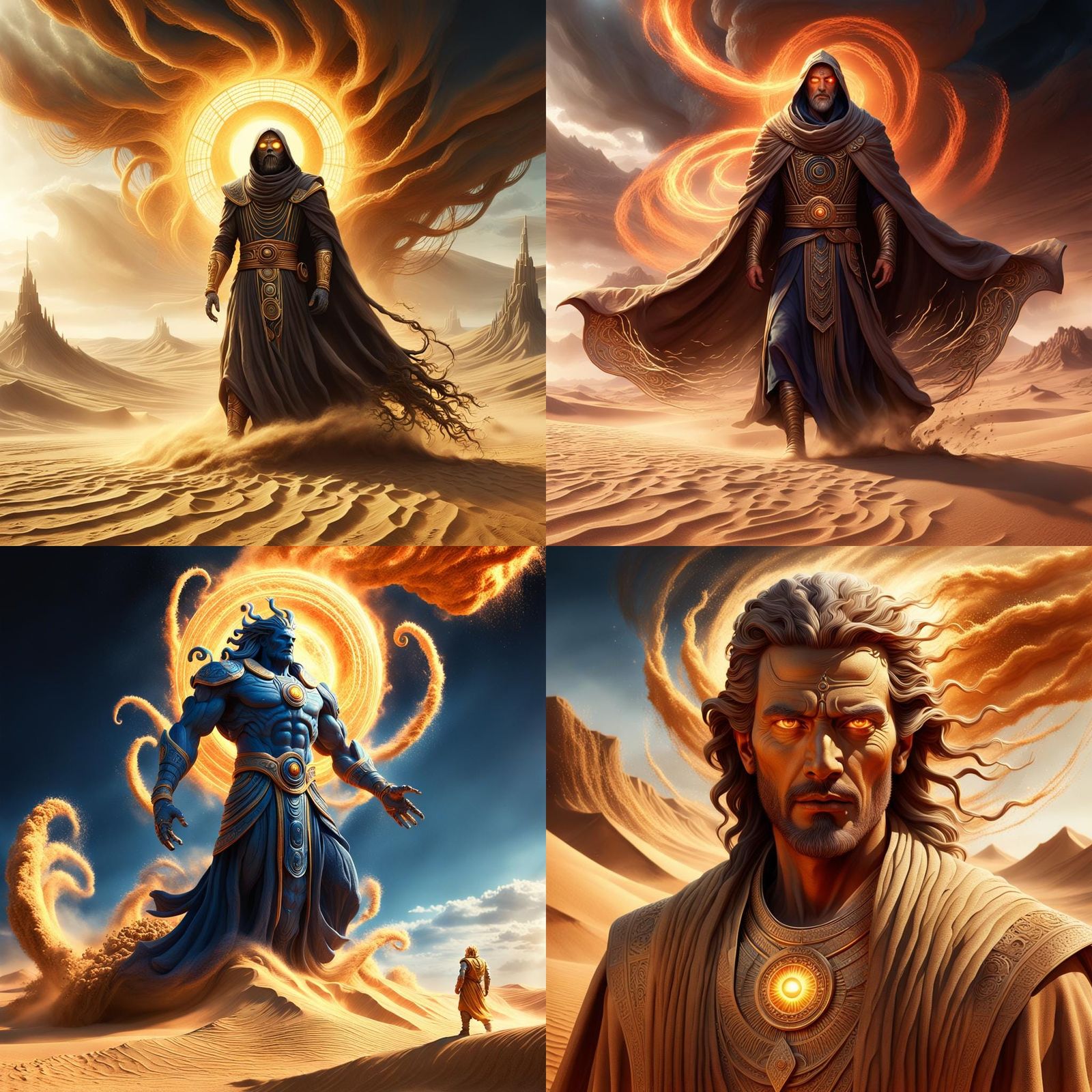 Desert God Commanding a Sandstorm: Fantasy Concept Art