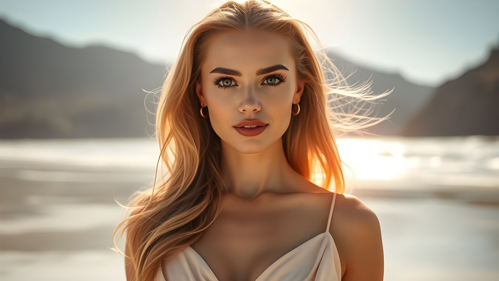 Stunning Realistic Portrait of a Beautiful Woman with Elegan...