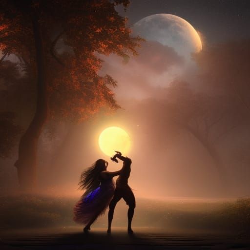 Romantic Moonlight Dance: Fantasy Concept Art