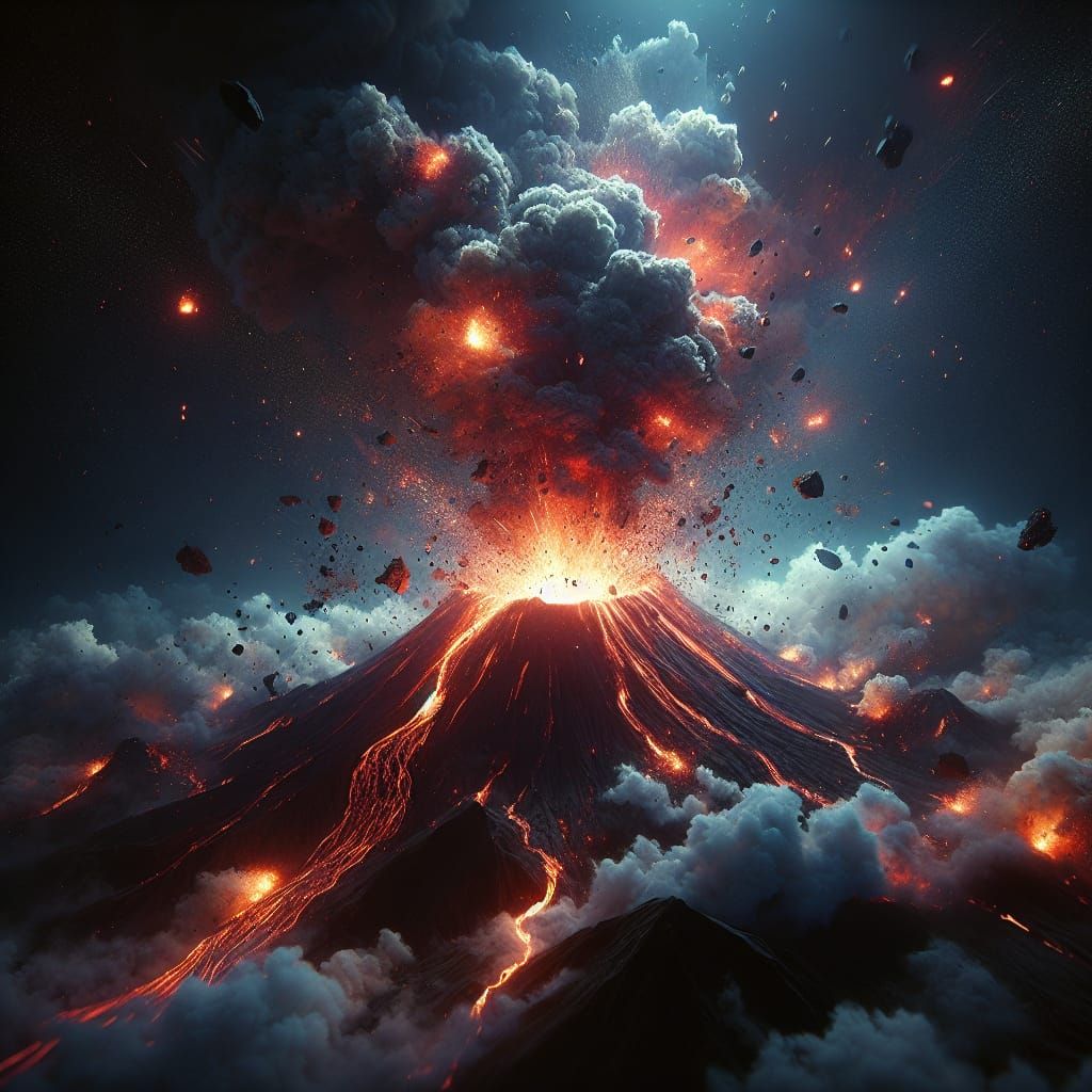Dramatic Volcanic Eruption in High Resolution 3D