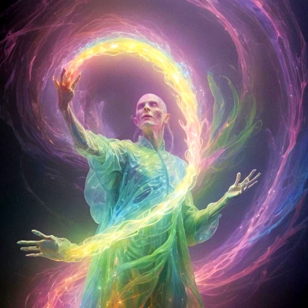 Iridescent Energy Being in Psychedelic Light