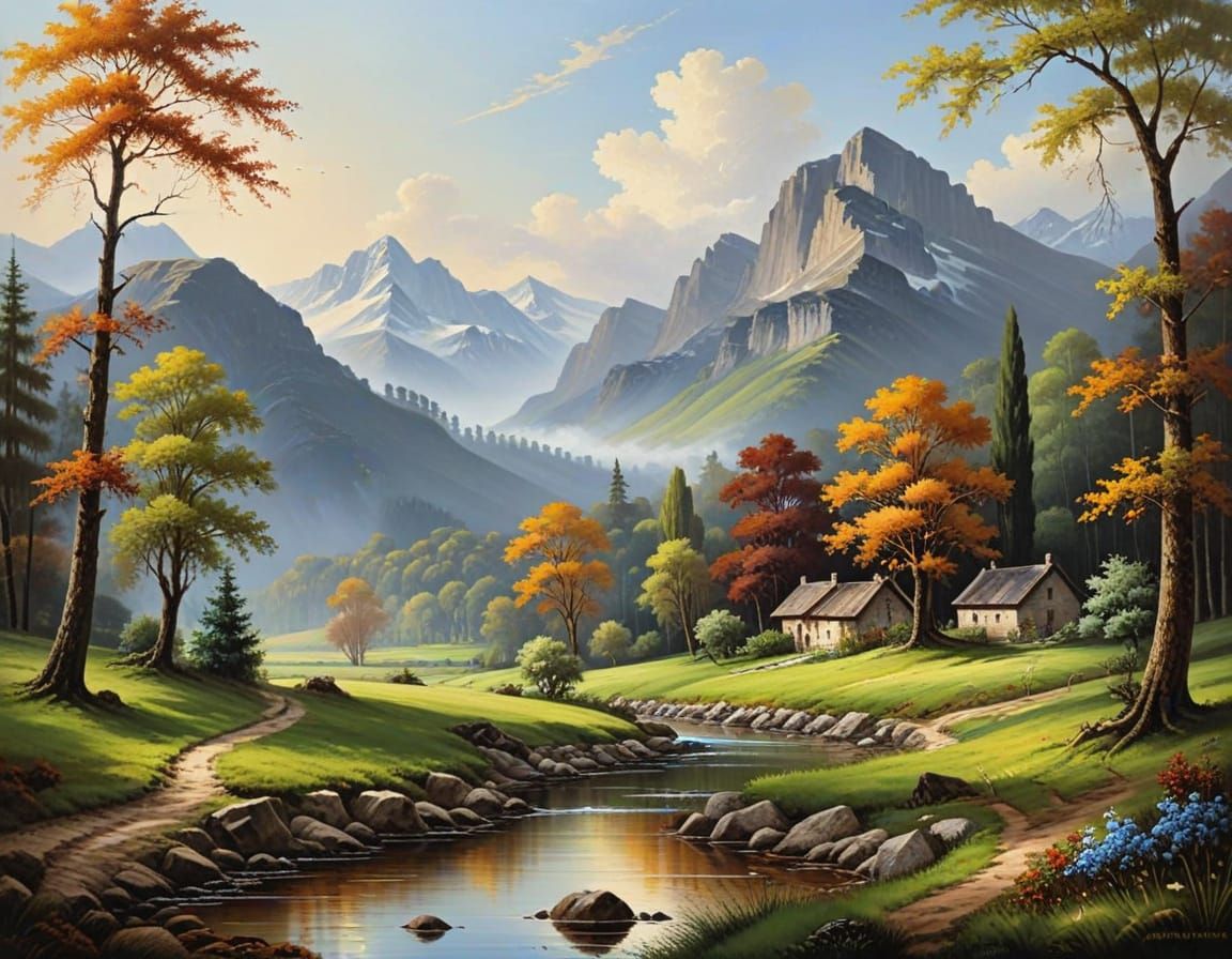 Classical Landscape Oil Painting on Canvas