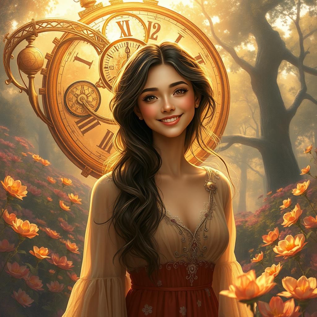 Nostalgic Woman in a Timeless Garden