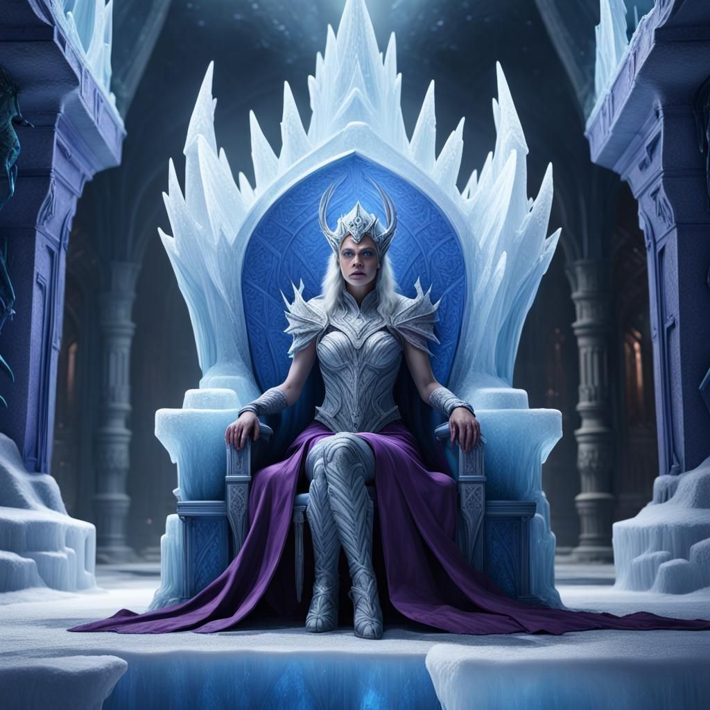 Ice Queen on Throne: Detailed Fantasy Art in Unreal Engine