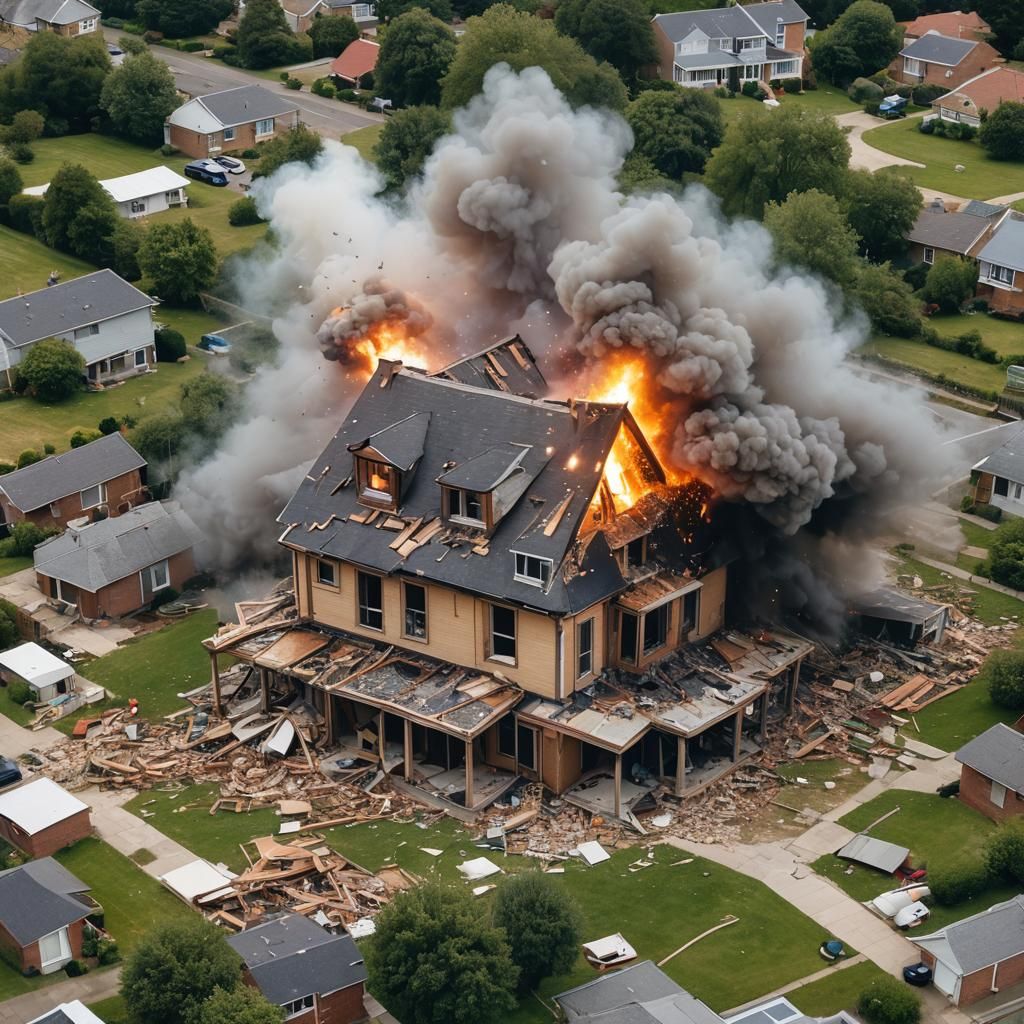 Exploding House Generated by AI