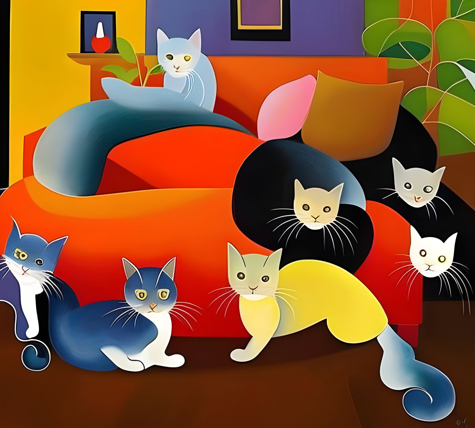 Cats Living in Opulent House with Antique Furniture