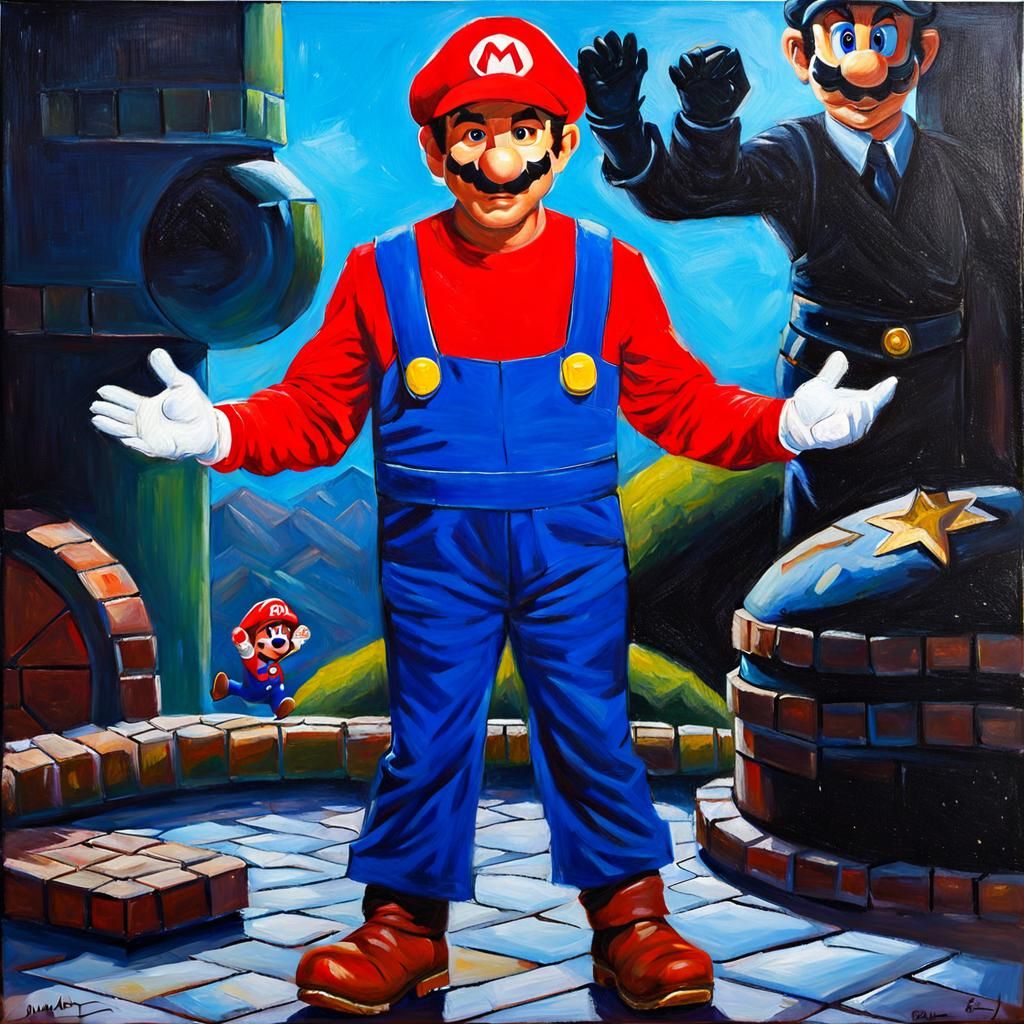 Mario Lopez as Super Mario in Oil Painting