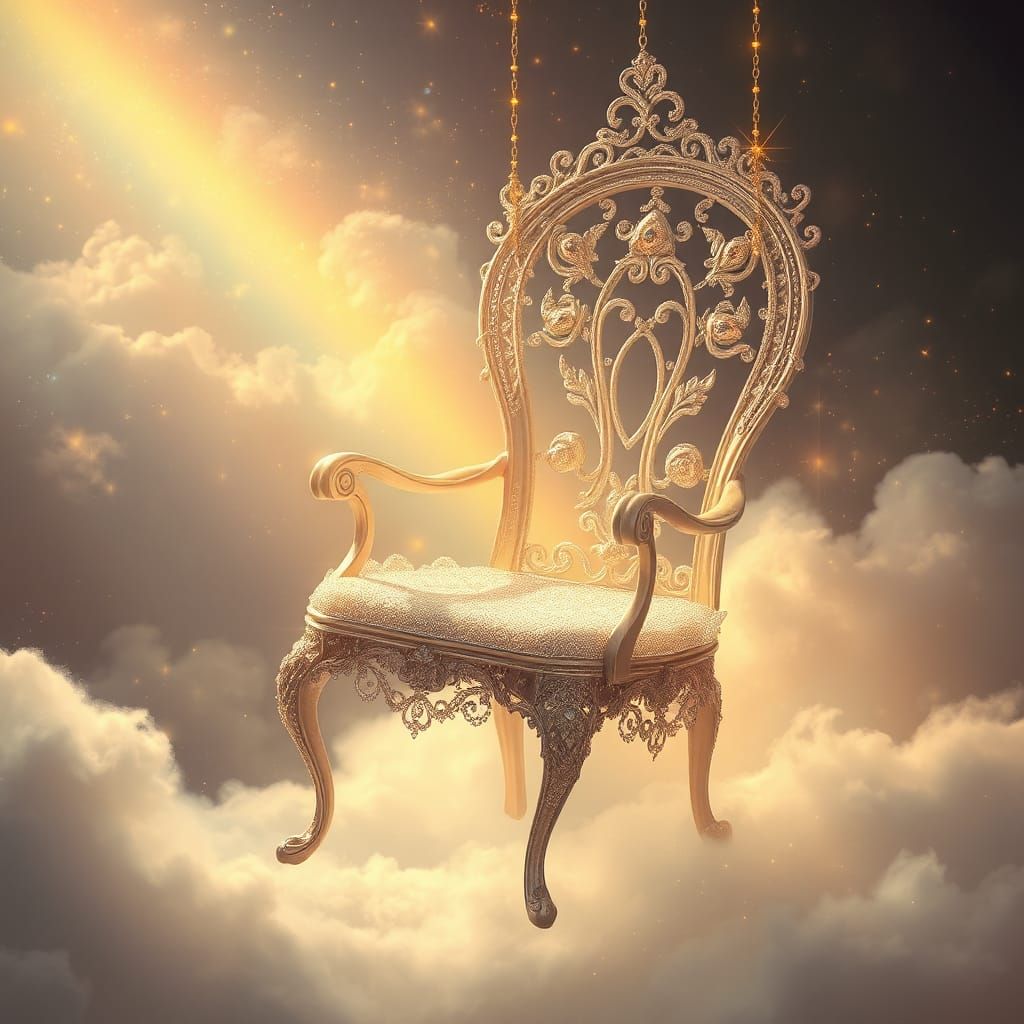 Crystal Chair in Dreamy Rainbow Cloudscape