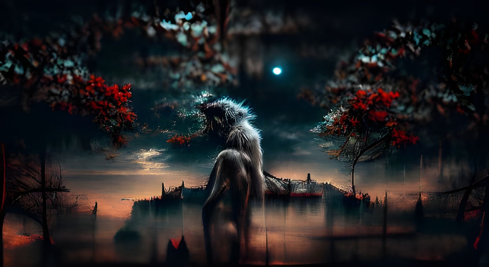 Dark Horror Lycanthropy in Matte Painting Style