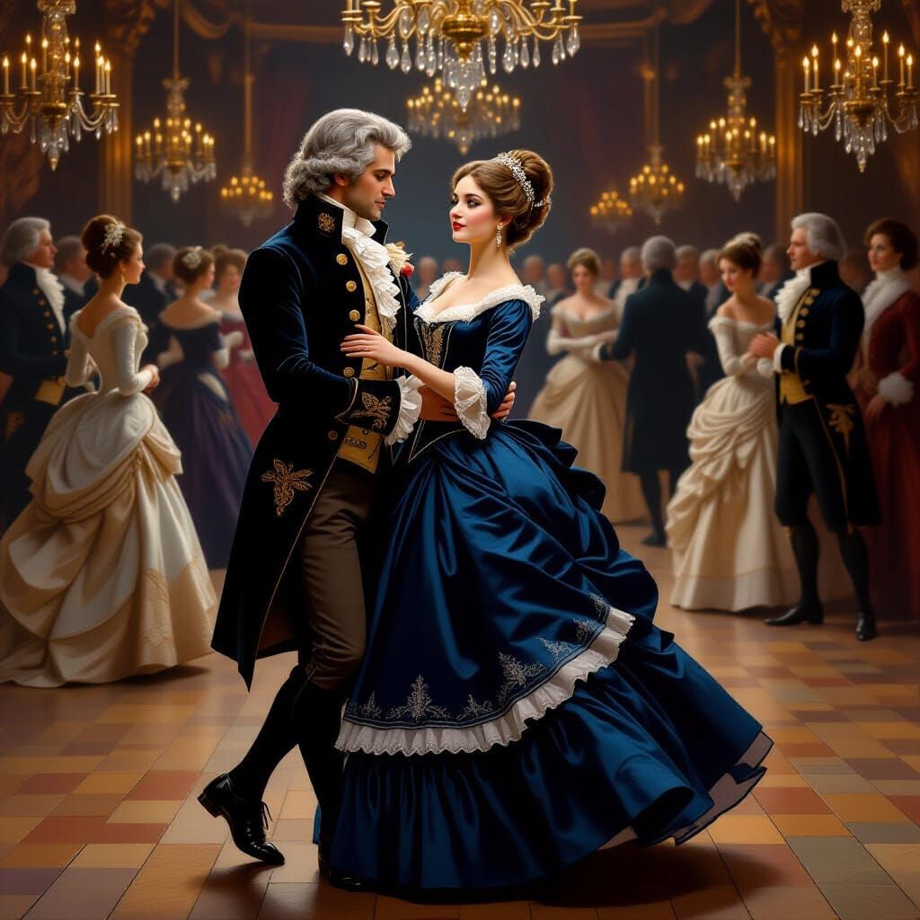 18th Century Ballroom Dance in Romantic Painting Style
