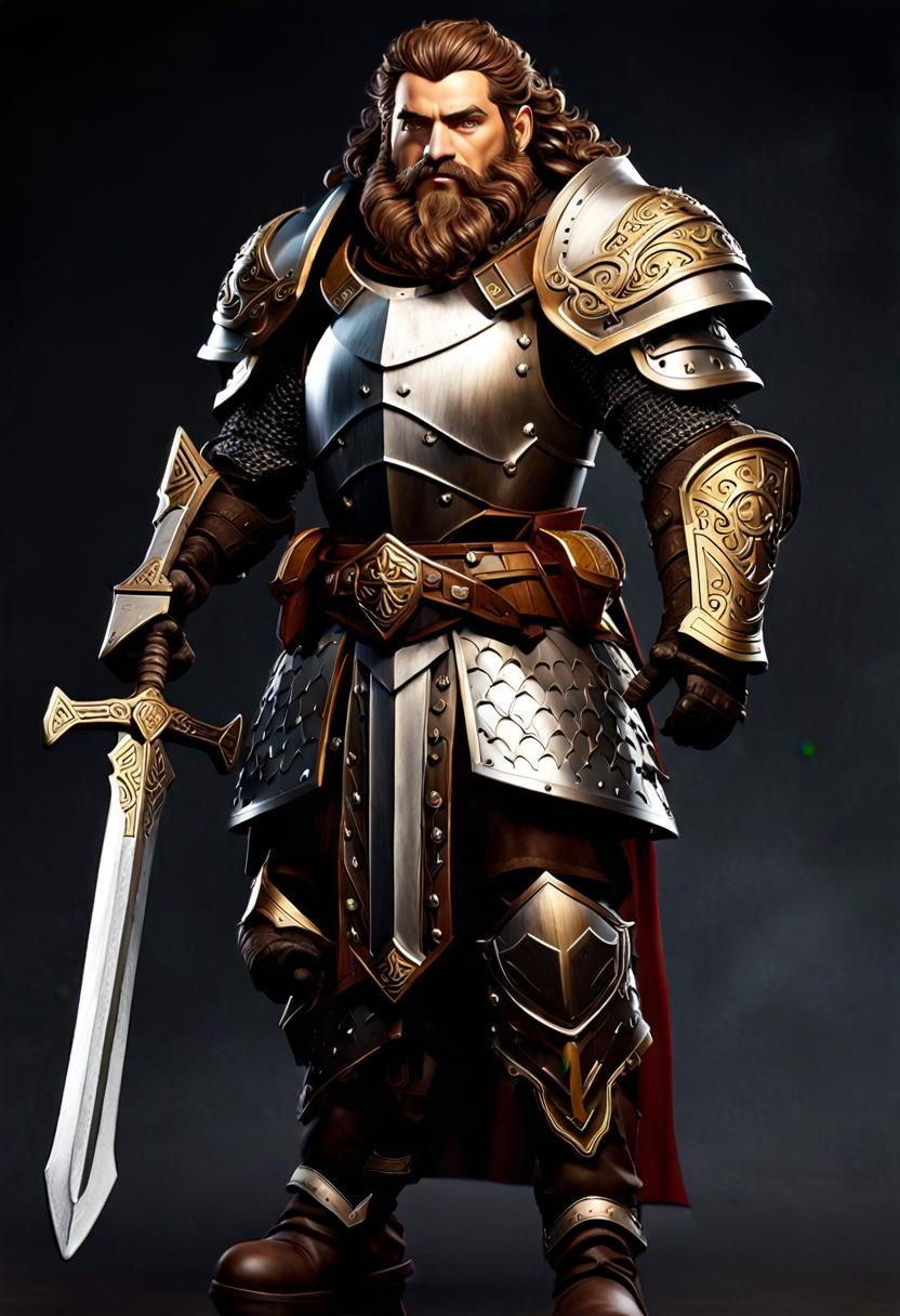 Dwarven Female Knight Warrior with Warhammer