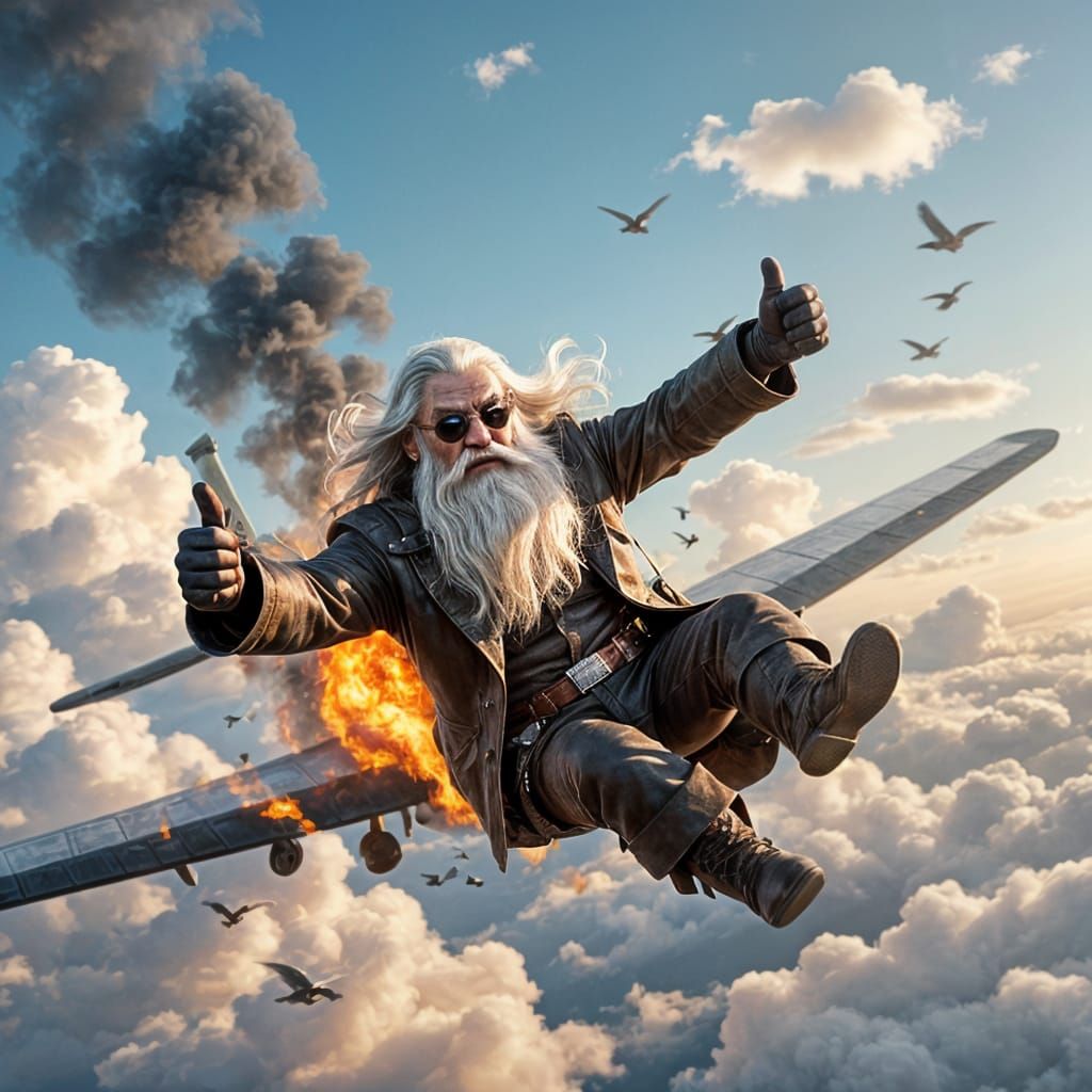 Gandalf as Tom Cruise in Burning Plane, 3D Art
