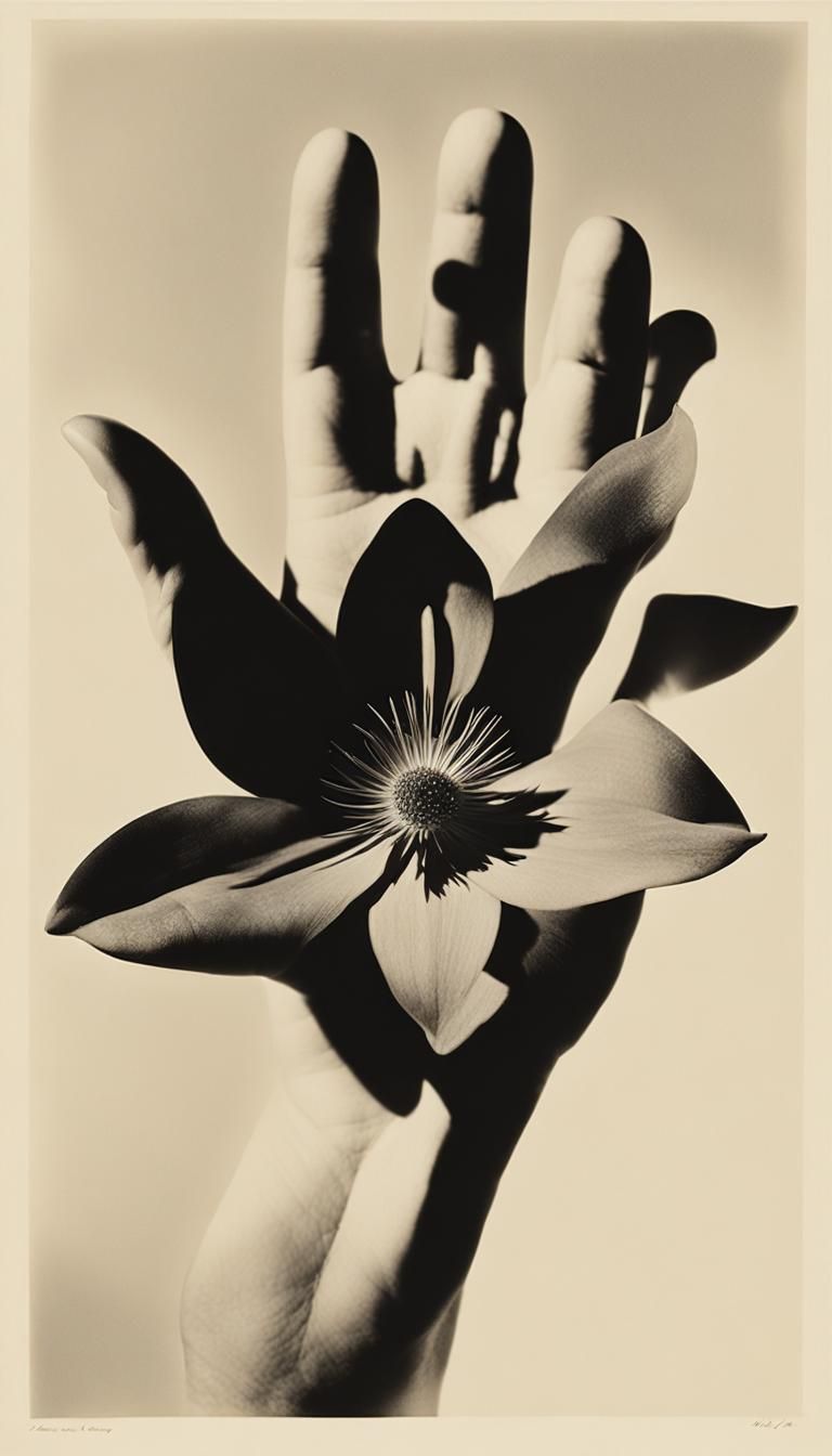 By Man Ray ,  (human hand with four fingers and one thumb)  ...