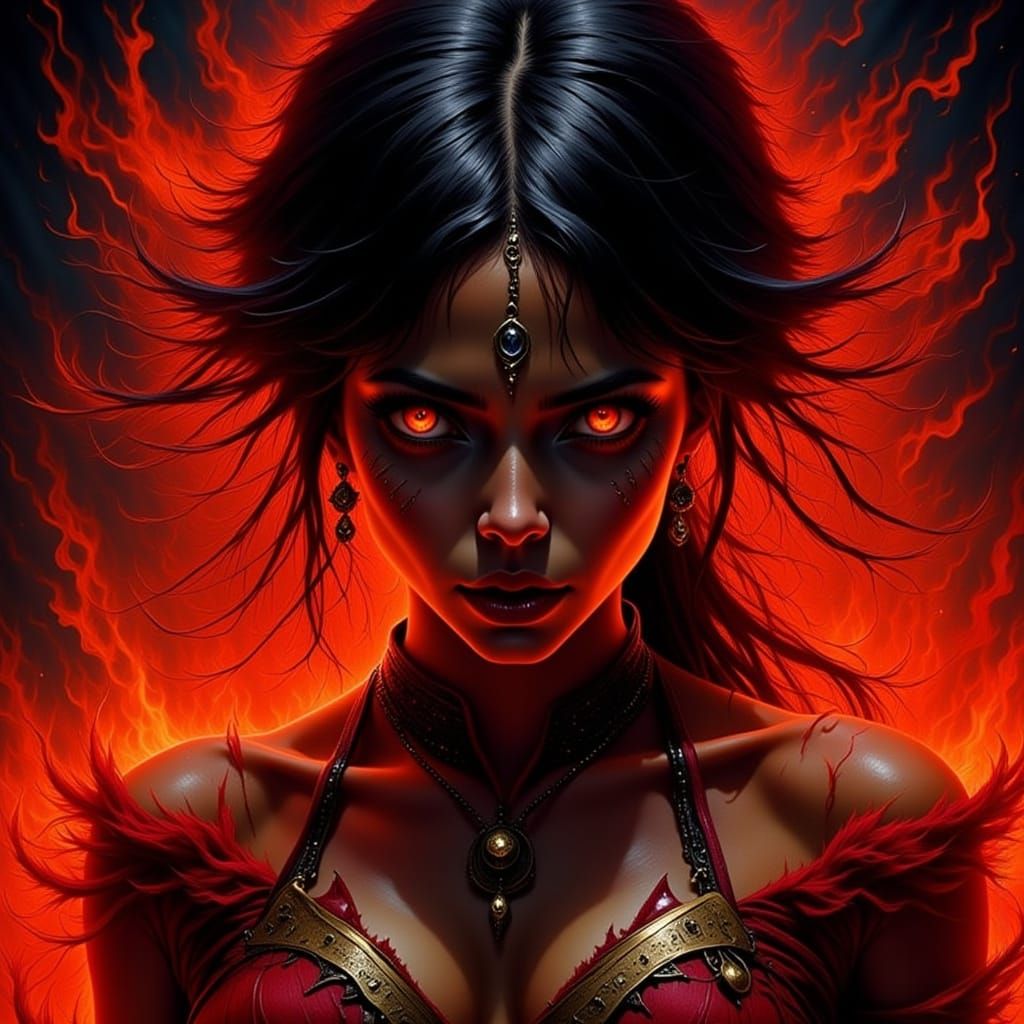 Fiery Feline Fury in Crimson Flames