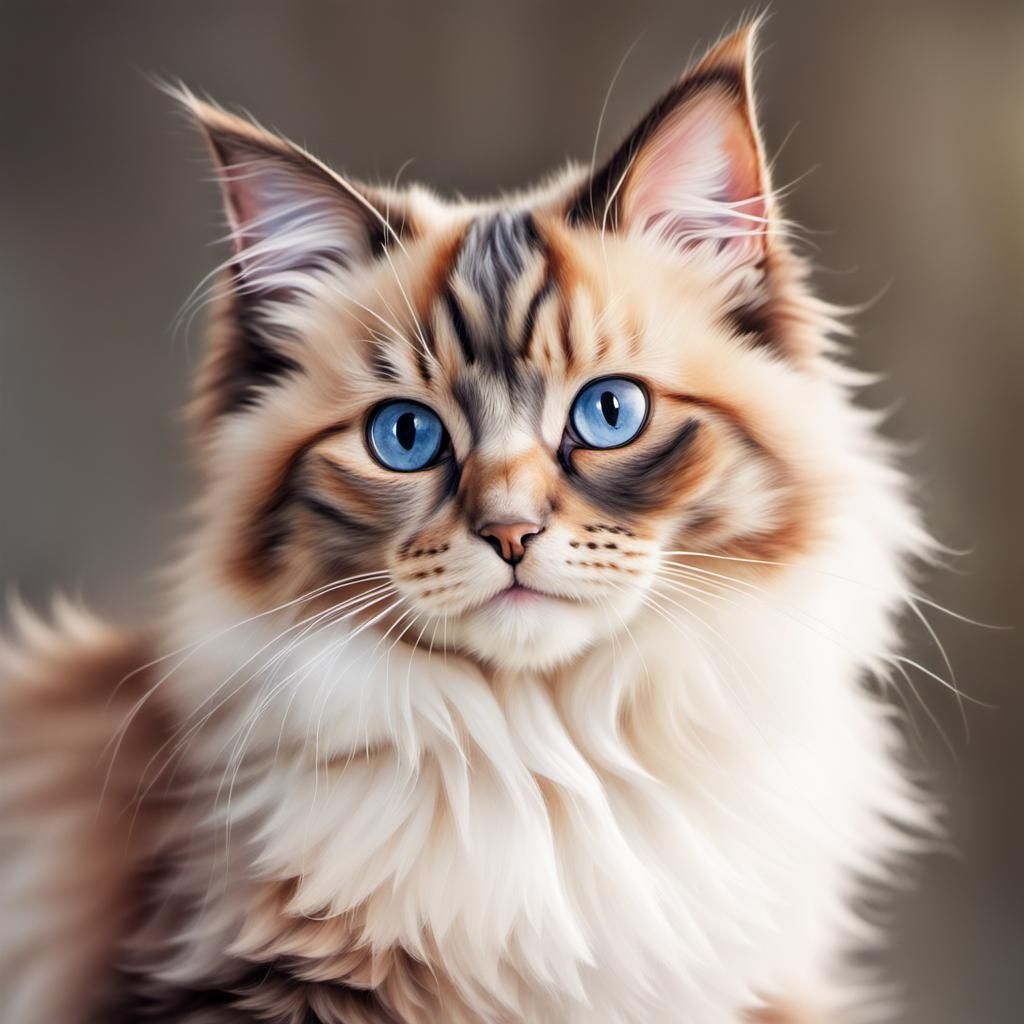 Delightfully Cute Kitten Portrait in Watercolor