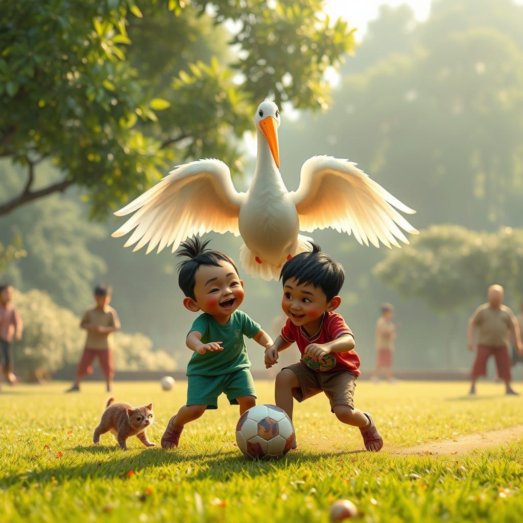 Playful Baby Elephant Plays Ball in a Sunny Meadow