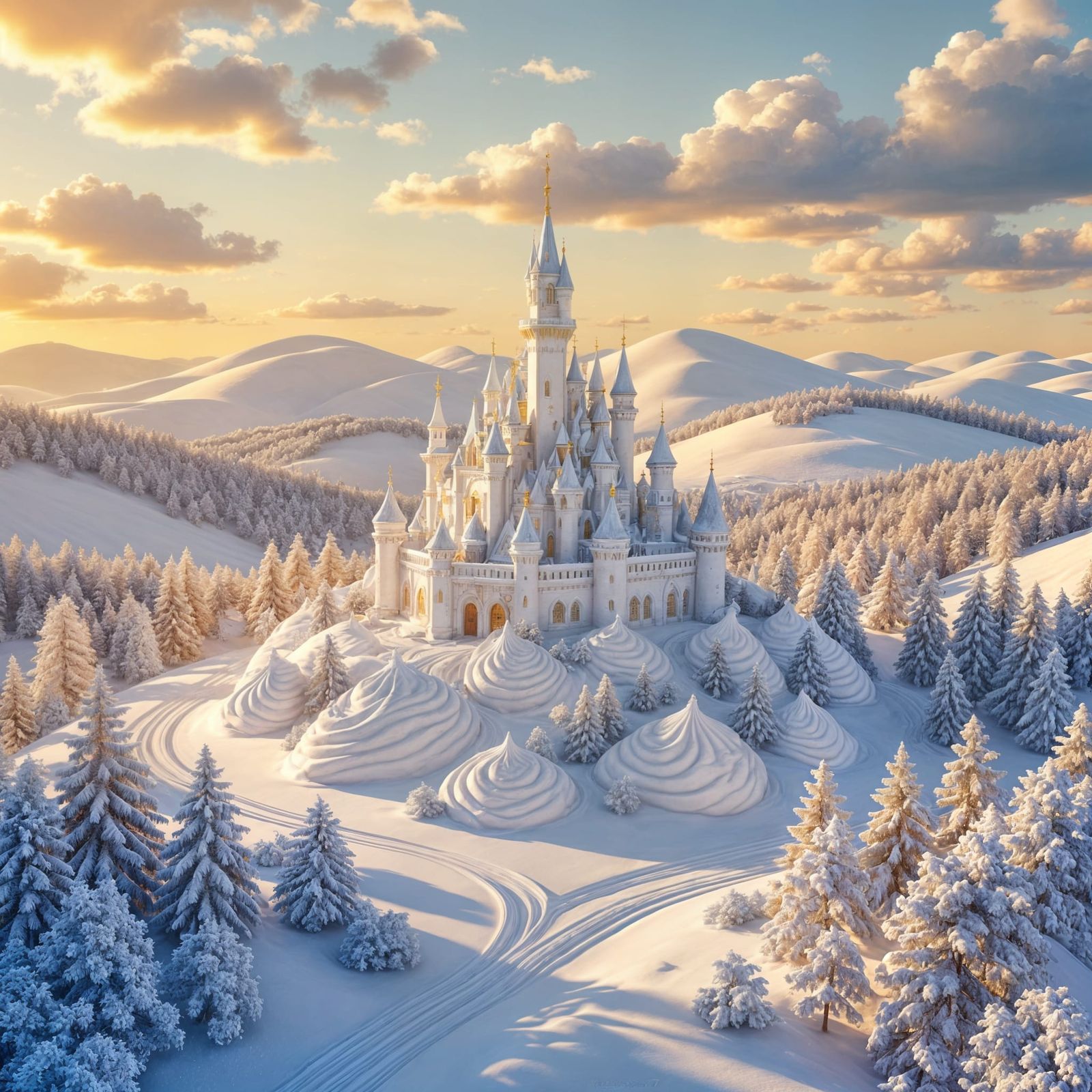 White Castle Meringue Landscape in Golden Light