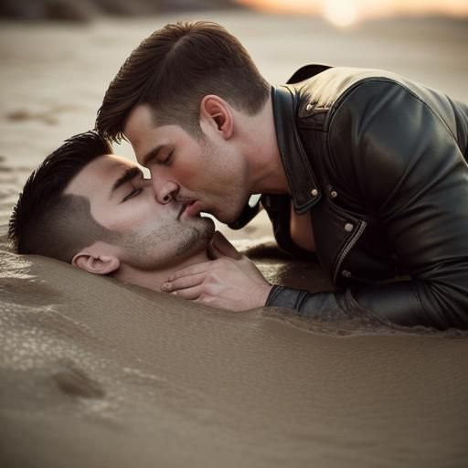 Leather Daddies Kissing in Quicksand: Professional Photograp...