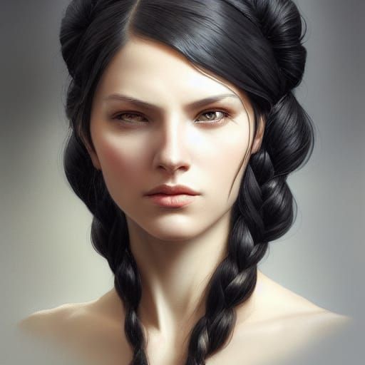 Woman with Braid: Hyperdetailed Portrait in Artgerm Style
