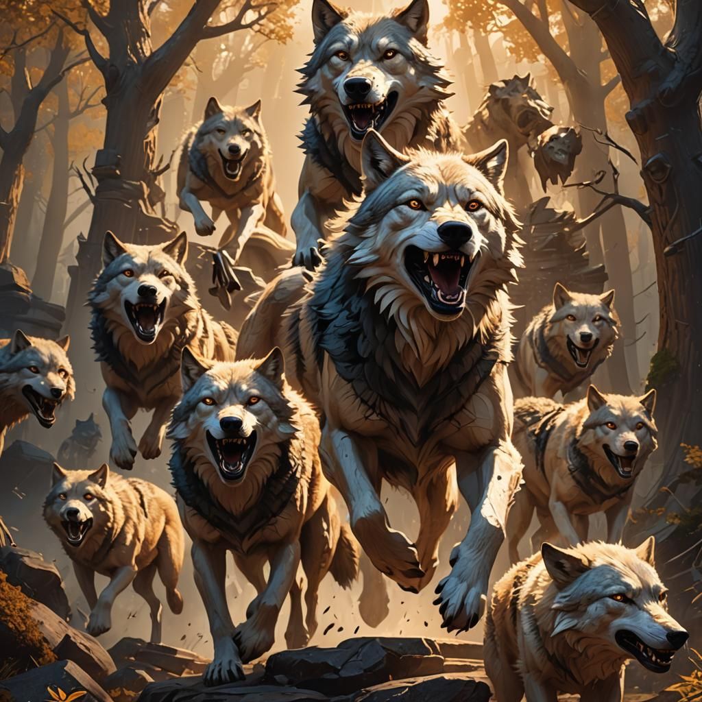 Wolves Photobombing a Fantasy Artifact: Detailed Concept Art