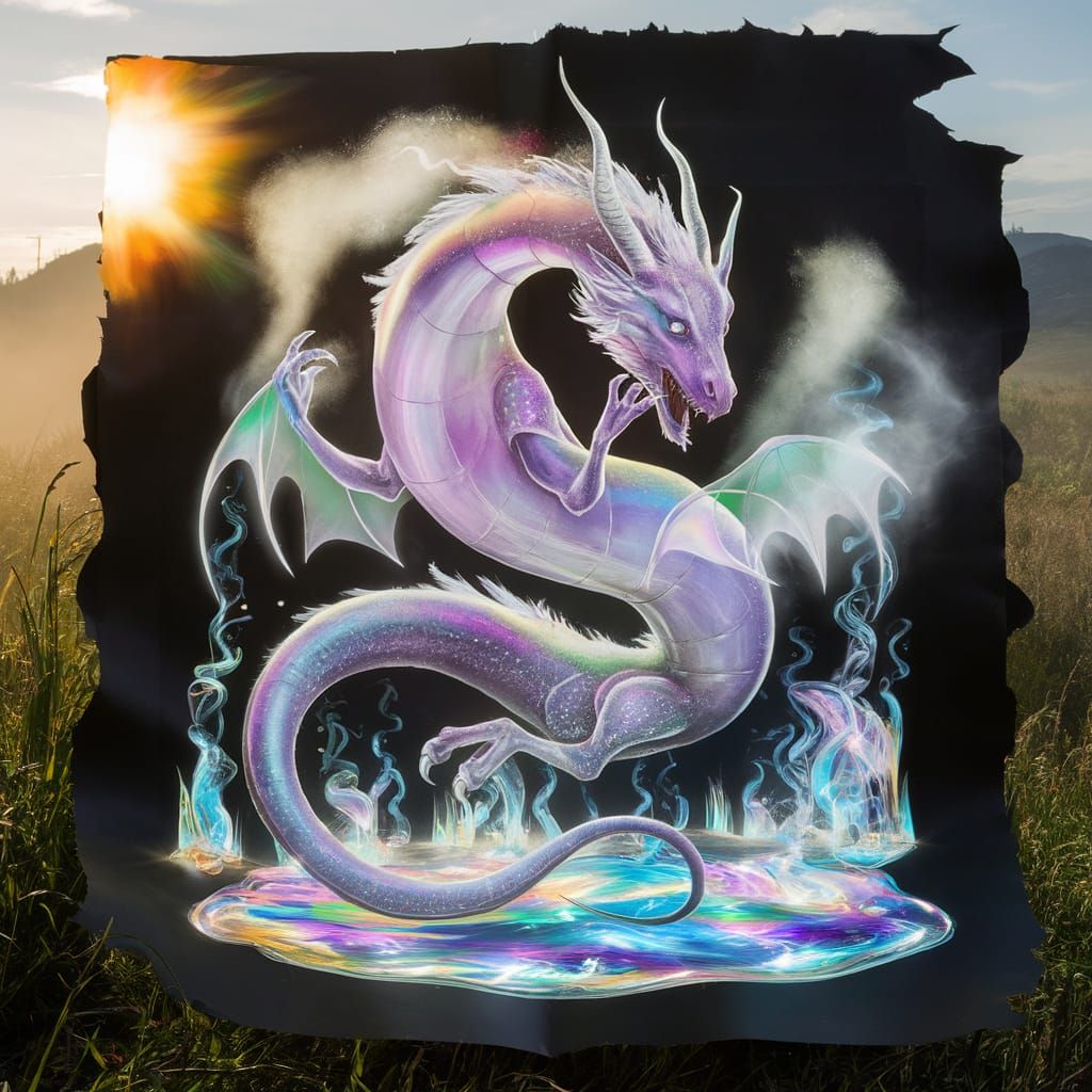 Ethereal Ghost Dragon in Prismatic Hues