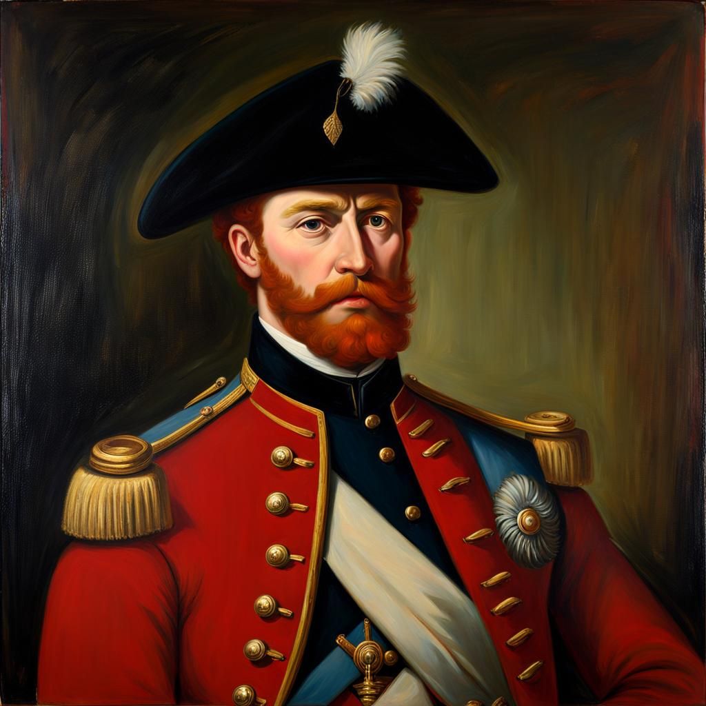 Redhead General in 19th Century Uniform, Oil Painting