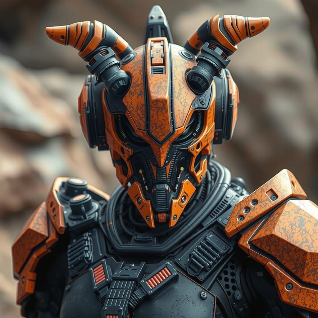 Techno Demon in Orange Stone Armor