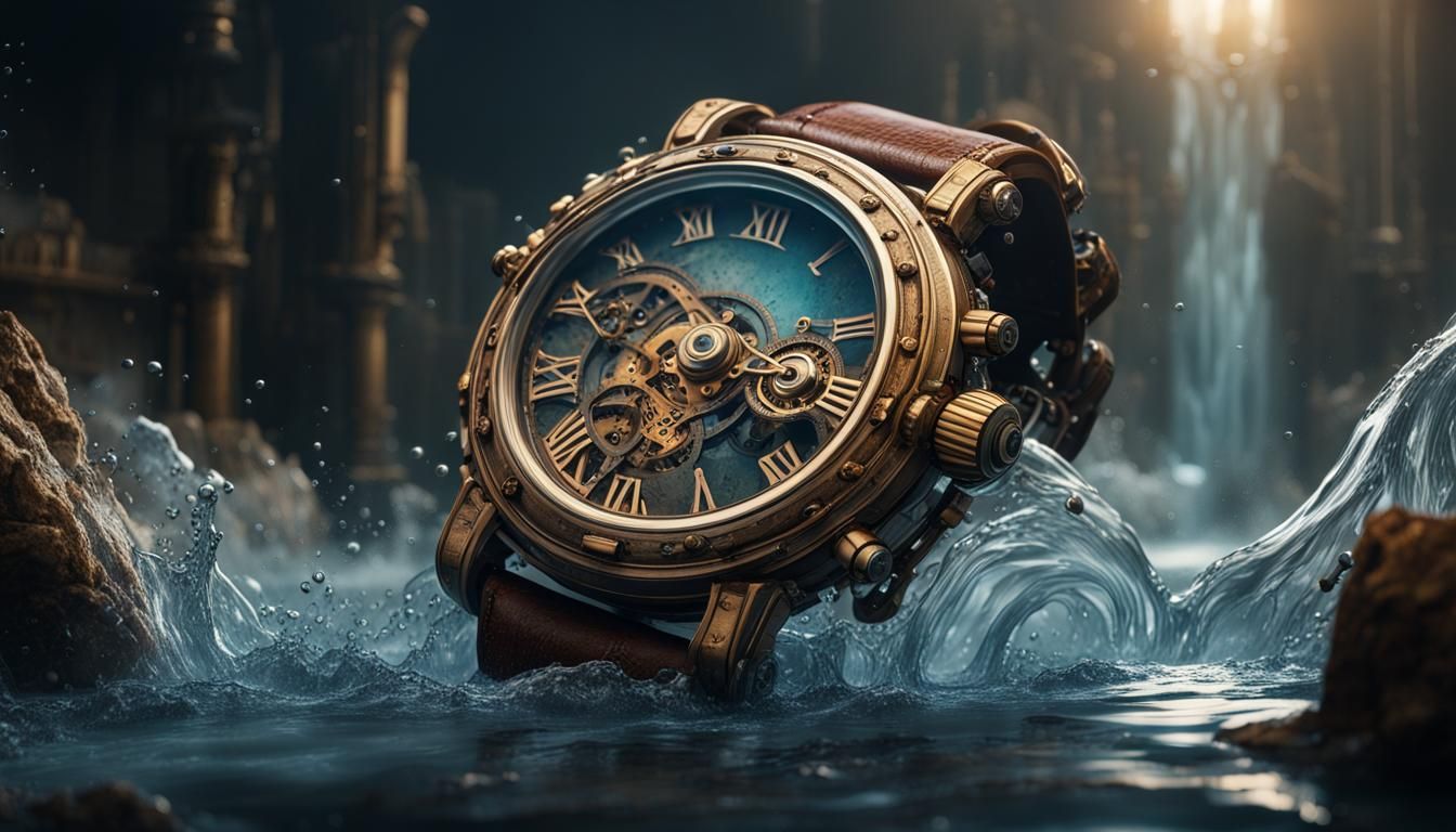 Mechanical Watch Under Water: Detailed Matte Painting