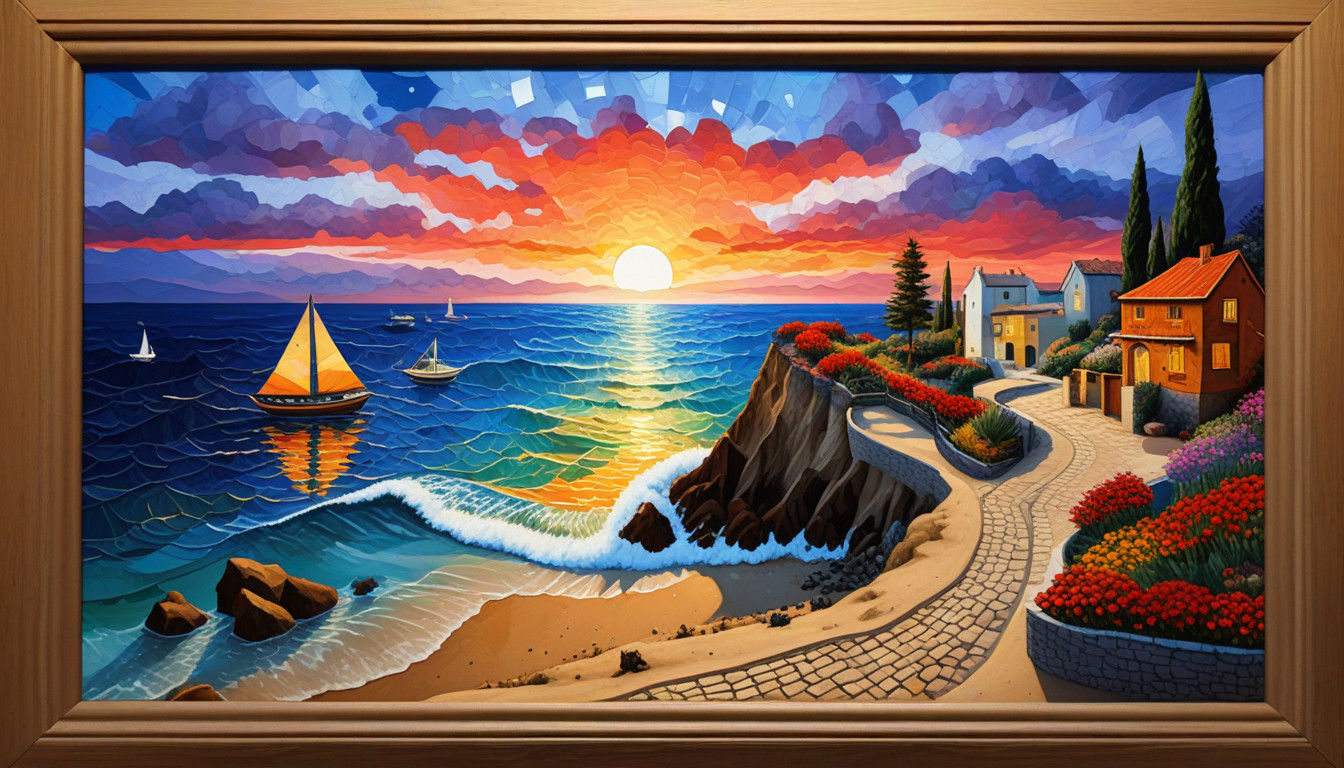 Whimsical Mediterranean Cityscape in Impasto Alcohol Ink