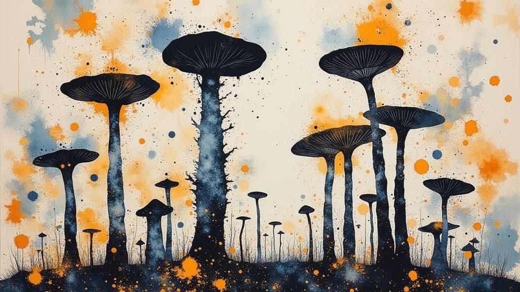 Herons and Totem Poles in Double Exposure Style