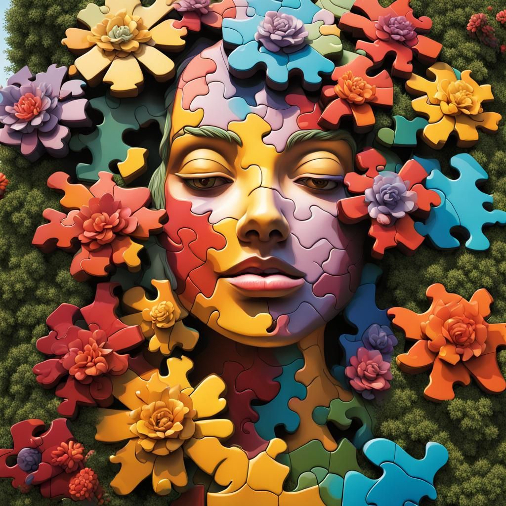 Giant Floral Puzzle Garden Sculpture: Splash Art