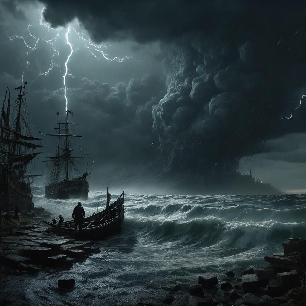 Horrific Storm, Engraving Style, 8K Resolution