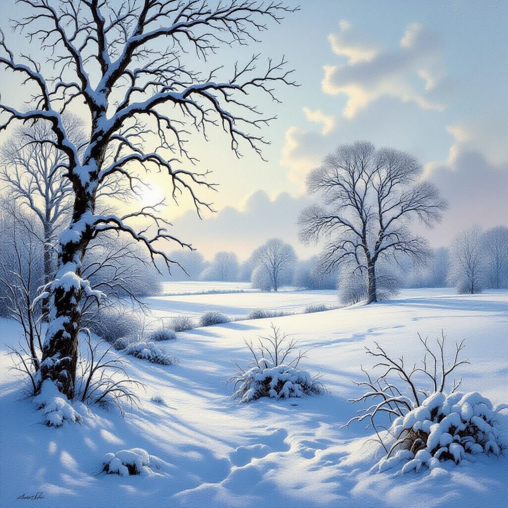 Early Winter Landscape in Caspar David Friedrich Style